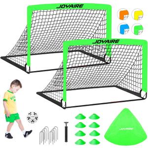 Kids Soccer Goals for Backyard Set, Portable Toddler Soccer Goal 2 of 4x3 ft,  Soccer Training Equipment, Pop Up Soccer Net Kit with Size 4 Soccer Ball, Youth Games, Outdoor Sports Play