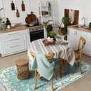 35 Boho Area Rugs,Machine Washable Neutral Vintage Carpet for Living Room,Office,Bedroom,Dining Room and Farmhouse with Non Slip Backing,Teal Green