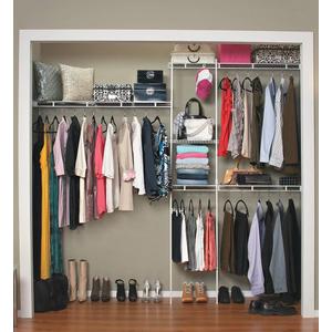 ClosetMaid Wire Closet Organizer System, Adjustable from 5 to 8 Ft., with Shelves, Hardware, Durable Steel, Fixed Mount Installation, White