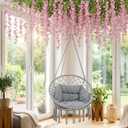 Suncalla 6 Pcs Wisteria Hanging Flowers Vines Fake Hanging Flowers Garland Artificial Wisteria Vines for Wedding Arch Party Home and Garden Decor Table Backdrop (Pink)