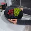 Large Fruit Bowl for Kitchen Counter, Decorative Pedestal Bowl Dessert Platter with Drain, 9.84” Diameter & 3.15” Height Fruit Basket Bowl for Fruits, Dessert, Snack (BLACK)