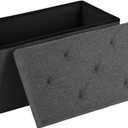 DUMOS 30in Foldable Storage Ottoman Bench, Storage Chest, End of Bed Foot Rest Stool with Padded Seat, Bedroom Bench for Living Room, Bedroom, Support 660lbs, Grey