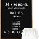 Large Felt Letter Board 24x30 Inch with 748 letters, Menu Board Letter, Felt Board Message Board, Changeable Letter Board Black Letter Board Sign Restaurant, Office, Barnwood Frame Letterboard (Light Oak)