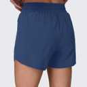 Women's 5" Running Shorts Quick Dry Sporty Athletic Gym Workout Shorts with Zipper Pockets Liner (Blue, S)