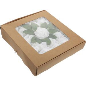 Didiseaon 25pcs Artificial Rose Bouquet Vivid Faux Flowers for Home Decor Wedding Party Decorations and Floral Arrangements Includes Roses (7x7x23cm, White)