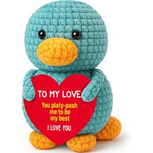 2 x Belatelove Anniversary Crochet Gifts for Women Men Cute Handmade Platypus to My Love Gifts for Girlfriend Boyfriend Romantic I Love You Gift for Husband Wife Couple First Christmas Decorations