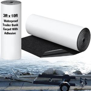HunnmingRe 3 ft x 10 ft Boat Trailer Bunk Waterproof Carpet with Adhesive Bunk Carpet with Backside Adhesive, Black