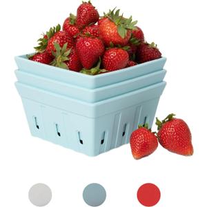 PTB Silicone Berry Bowls Durable Modern Farmhouse Colander & Storage Basket for Fruits and Vegetables, Refrigerator Organization, Dishwasher Safe, Oven Safe (Cloud)