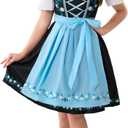Spooktacular Creations Dirndl Dresses Women Oktoberfest Costume, Bavarian German Outfits for Halloween Parties Beer Carnival (X-Large, Blue)