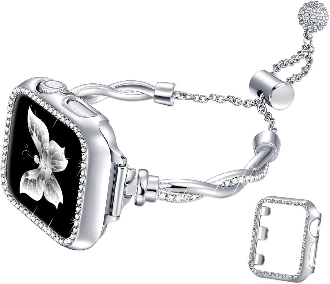 Apple Watch Bracelet, twisted metal, for women, Roxy model.(Silver,42mm)