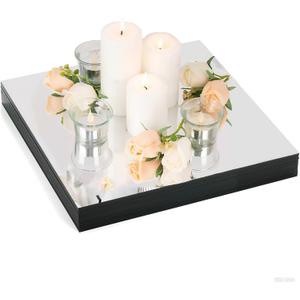 8 Pack Square Mirror Centerpieces for Tables Decorations, 8" Acrylic Mirror Tray Candle Plate Centerpiece Table Decorations for Wedding Decorations Party, Wall Decor (Square, 88inch)