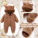 UVIPC Newborn Baby Bear Fleece Outfit Footie Jumpsuit Winter Romper Snowsuit outfit Bear Suit Warm Hooded Outfits, Size 3-6 Months