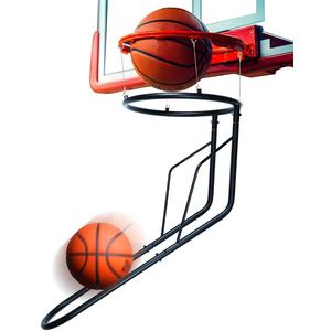 Basketball Rebounder, Heavy Duty & Quick Release Basketball Return Attachment, 180 Degree Rotatable Chute Shot Returner for 18" Rim Indoor and Outdoor Basketball Trainning Equipment (Dark Black)