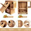 Wooden Squirrel House for Outside, Carbonizedpine Wood Outdoor Chipmunk House with Predator Guard & Easy-Clean Front Door, Large Weatherproof Squirrel Nesting Box for Tree Winter Squirrel Shelter