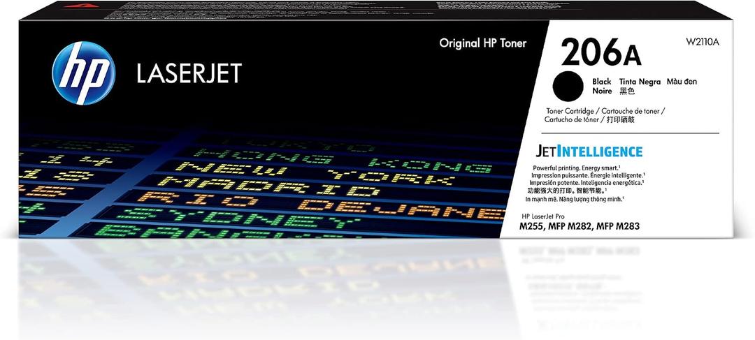 HP 206A Black Toner Cartridge | Works with Color LaserJet Pro M255, MFP M282, M283 Series | W2110A