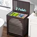 Laundry Hamper, 27.3 Gallon (103L) Bamboo Wood Clothes Laundry Basket with Lid and Handles, Removable Liner