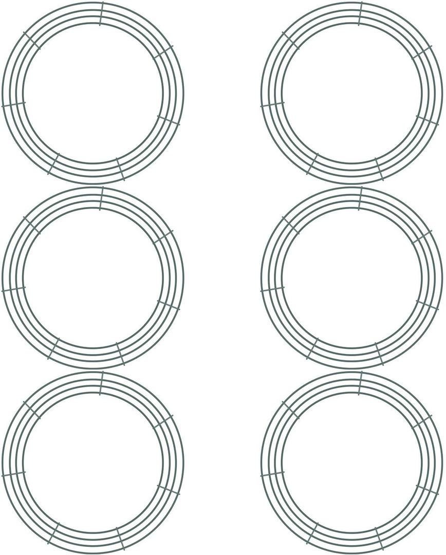 Sumind 6 Pieces 14 Inch Wire Wreath Frame Round Wreath Metal Wire Rings Dark Green Making Rings for Christmas Floral Home Party Decoration DIY Crafts
