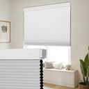 SEEYE No Drill Cordless Cellular Shades, Blackout Honeycomb Blinds for Indoor Window,Thermal Insulated Noise Reduction, Easy Install for Bedroom, Living Room, Office, White (34" W x 64" H)