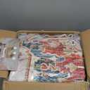 AMADA HOMEFURNISHING 8x10 Washable Area Rug, Low-Profile Large Area Rug with Non-Slip Backing & Durable Edge Binding, Vintage Large Rugs for Living Room, Bedroom, Dinning Room (Red)