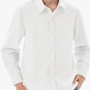 Boys Long Sleeve Dress Shirts Kids Classic Collared Button-Down Shirt School Uniform Shirts Size 10Y