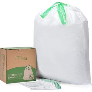 TYPLASTICS Tall Kitchen Drawstring Garbage Bags, 13 Gallon, 110 Count