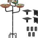 4 Holders Upgrade Bird House Pole with 90inch for Outdoor Bird Feeder Bath, Heavy Duty Adjustable Birdhouse Stand with 4 Plates & 5 Prong Base for Garden, Yard(NO Birdhouse & Birdbath)
