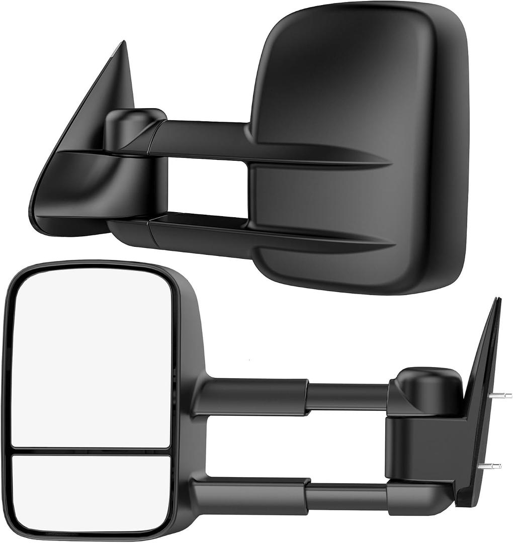 Tow Mirrors Compatible with 1988-1998 Chevy GMC C/K 1500 2500 3500, Manual Folding Extended Trailer Towing Side Mirrors, WMTM-0064