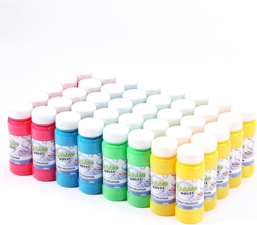 novelinks Mini Bubble Bottle Bulk, Bubble Wand Set for Kids, Colorful Bottle of Bubble Solution, Novelty Summer Toy for Toddlers, Birthday Bubble Themen Party Favor Toy (40 Pack 2oz)