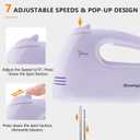Handmixer Electric Handheld - 7 Speed Portable Kitchen Mixer Electric with 5 Stainless Steel Accessories Whisk, Food Beater for Whipping Mixing Cookies Cakes Eggs, Purple