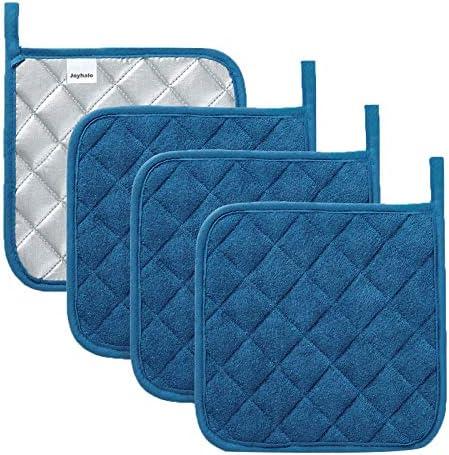 Joyhalo 3 Pack Pot Holders for Kitchen,Cotton Oven Holder with Great Heat Resistance,Non Slip Hot Pads for Kitchen Clearance,Federal Blue