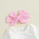 Gueuusu Newborn Girl Coming Home Outfit Isn't She Lovely Baby Romper Long Pants Hat Headband Cute Fall Clothes 0 3 6 12 18M (Pink, 12-18 Months) (White)