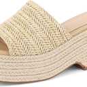 Erocalli Women's Espadrilles Platform Sandals Wedges Slides Sandals Open Toe Fashion Summer Outdoor Beach Sandals, Size 10