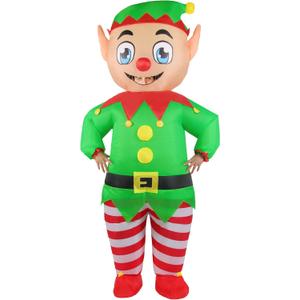 LETIME Christmas Elf Inflatable Costume Adult Funny Blow Up Costume Unisex Outfit for Xmas Halloween Holiday Cosplay Party