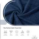 100% Cotton Bath Towel Set of 24-6 Bath Towels, 6 Hand Towels, 12 Wash Cloths, Sustainable, Soft, Highly Absorbent, Combed Cotton 24 Piece Set for Hotels, Spa, Bathroom, Dorm, Navy Blue, Towel Set - Pack of 24