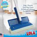 LOLA Squeeze Sponge Mop w/Poly Foam & a Natural Cellulose Layer, Absorbs and Wicks Moisture, Hard Surface Cleaner, Refillable, 9 Wide Head