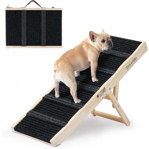 2025 Upgraded Dog Ramp for Couch - Foldable Small Dog Ramp for Bed - 4 Adjustable Height from 10" to 19" - Portable Pet Stairs with Non-Slip Pad - Pet Ramps Use for Low Bed Couch Steps Up to 60LBS