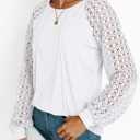 AUTOMET Womens Long Sleeve Shirts Casual Tops Dressy Outfits Fall Fashion Blouses Lace Clothes Y2k (White, XXL)