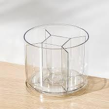 360 Degree Rotating Desk Organizer, Dual-Purpose Pencil Pen Holder, Rotating Desk Pen Organizer with 5 Compartments, Marker Caddy Pencil Cup for Office, Home, School (Clear)