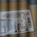 AMZASA Crystal Gold Chandelier, Glass Crystal Hanging Pendant Lighting, 5 Light French Country Gold Crystals Chandelier for Ceiling Medallions,Wedding,Dining,Kitchen, Foyer,Dia 20'' Golden (Not plug-in Gold)