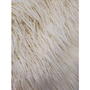 Long Pile/Mongolian Faux Fur Fabric /12"x12" Square - Ivory Fabric