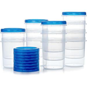 Food Storage Containers with Twist Top Lids, Ultra Thick Airtight Plastic Containers for Soup, Leftover, Ice Cream, Overnight Oats, BPA Free Stackable Freezer Containers [12 Pack-32 oz]