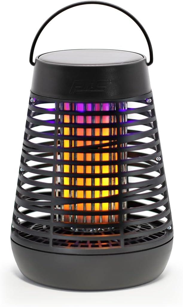 PIC Portable Bug Zapper, 600V Solar Powered Insect Trap & Fly Zapper for Outdoor Use, LED Flickering Flame, Activates Automatically in Dark, Weatherproof Outdoor Fly Trap, Kills Bugs on Contact (Pack of 1)