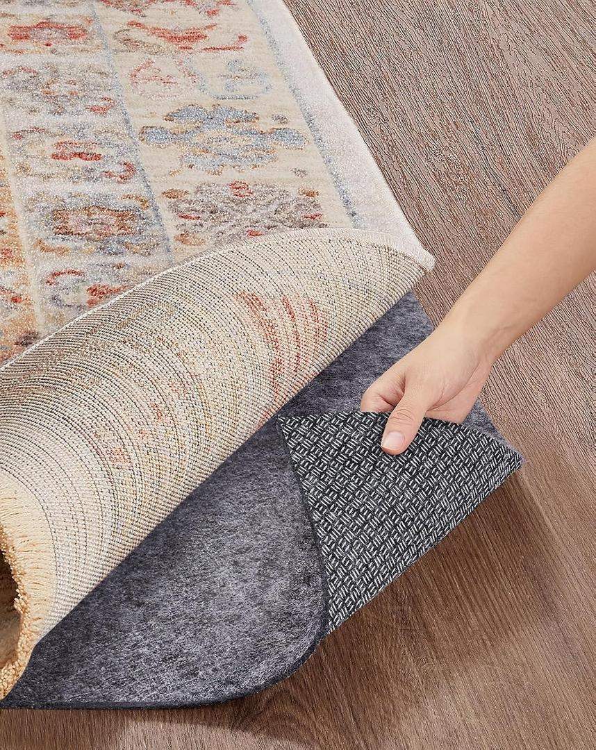 Veken Non Slip Cushioned Rug Pad Gripper 5 x 7 Ft, Felt and Silicone Backing, 1/8 inch Thick Carpet Liner for Hardwood Floors and Finishes, Under Area Rugs Anti Skid Mat, Keep Rugs Safe and in Place