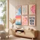 6Pcs Coastal Canvas Wall Art Island Life Beach Seashell Ocean Posters Prints Tropical Pictures Wall Decor for Living Room Bedroom Bathroom Home Decoration 8''x10'' Unframed