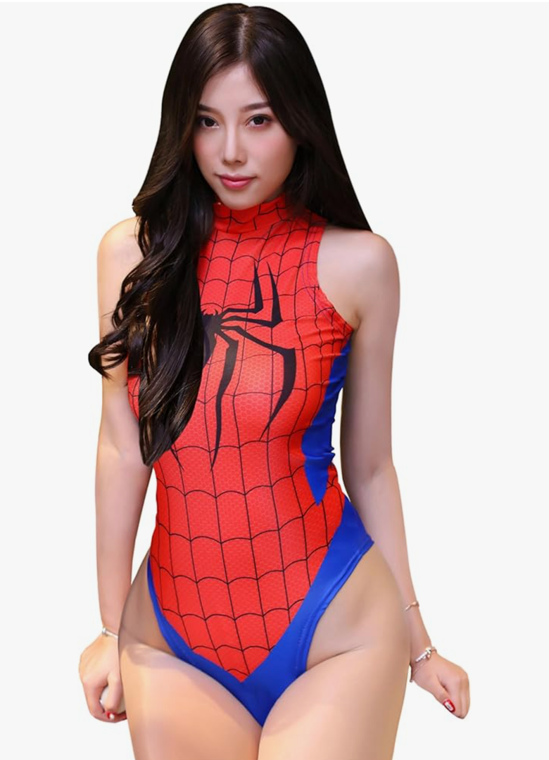 Women's One-Piece High Cut Superhero Cosplay Leotard Bodysuit Teddy Swimsuit Set, Medium Women's One-Piece High Cut Superhero Cosplay Leotard Bodysuit Teddy Swimsuit Set, Medium