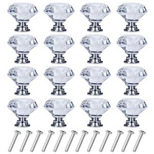 YourGift 16 Pack Drawer Knobs Diamond Shaped Crystal Glass 30mm Cabinet Knobs Pull Handles (Silver) YourGift 16 Pack Drawer Knobs Diamond Shaped Crystal Glass 30mm Cabinet Knobs Pull Handles (Silver)