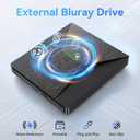 USB 3.0 and Type-C External Bluray Drive, External Bluray Burner and External Blueray/DVD Drive for PC, Blu Ray Disc Reader Compatible with Windows XP/7/8/10, Laptop, Desktop, MacOS for MacBook