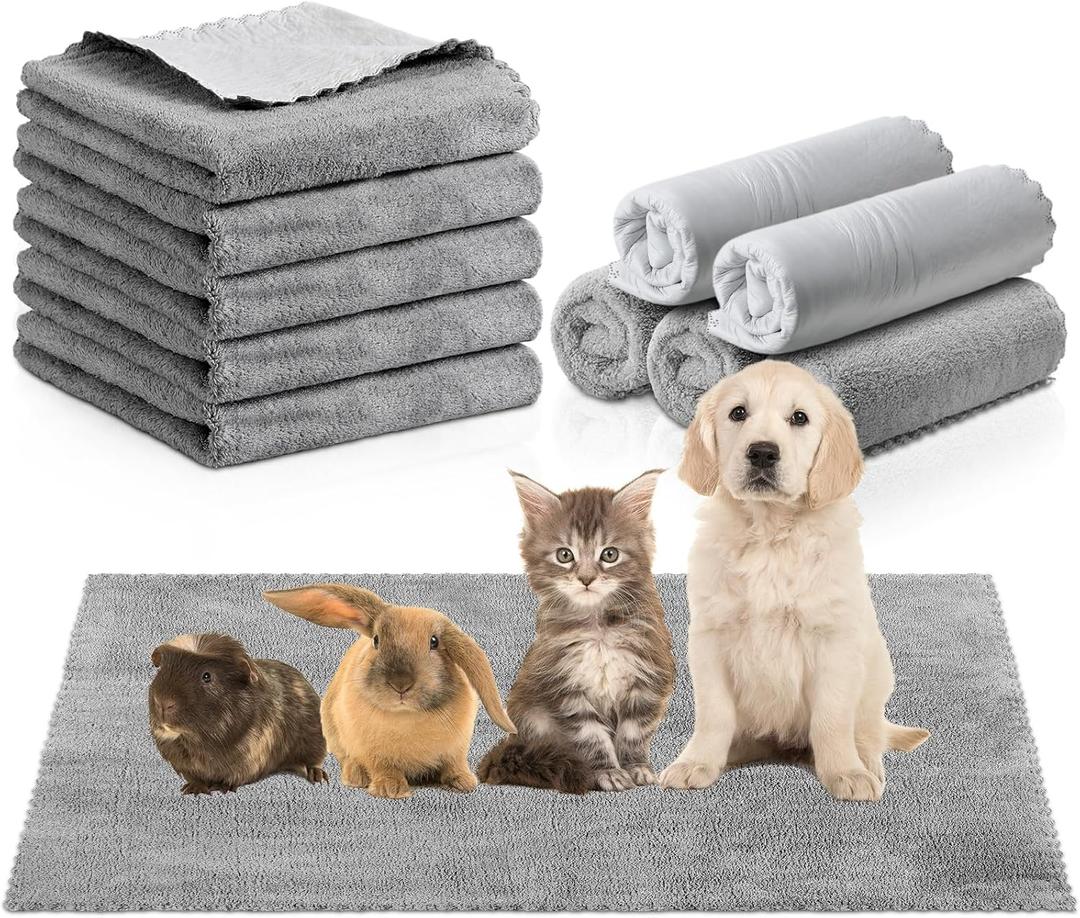 5 Pcs Waterproof Guinea Pig Blankets Washable Small Animal Pee Pad Pet Blanket Sleep Bedding Mats Absorbent Guinea Pig Cage Liner Reusable Pet Sleep Pad(Gray,22" X 47",Classic)