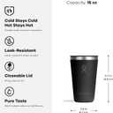 Hydro Flask All Around Tumbler Press-In Lid, Insulated Travel Mug, Stainless Steel Coffee Cup 16 Oz Tonal Black