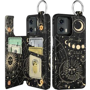 Shorogyt for Moto G 5G 2024 Wallet Case with Card Holder - Designer Constellation Pattern Kickstand Magnetic Clasp Back Flip Folio Leather Phone Cases for Women Men Girls for Moto G 5G 2024